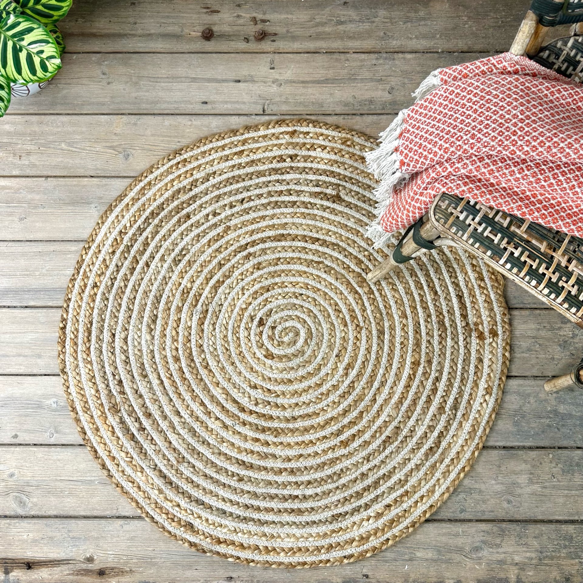 Large Round Natural 100% Braided Jute and Cotton Rug  3 Sizes Fair Trade GoodWeave